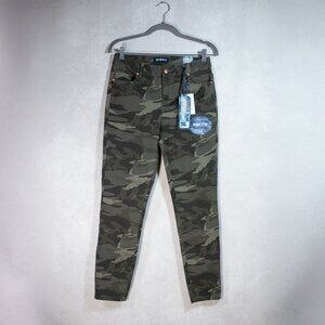 Blue Spice Womens High Waist Ankle Print Jeans Juniors Camo Multi Size 7
